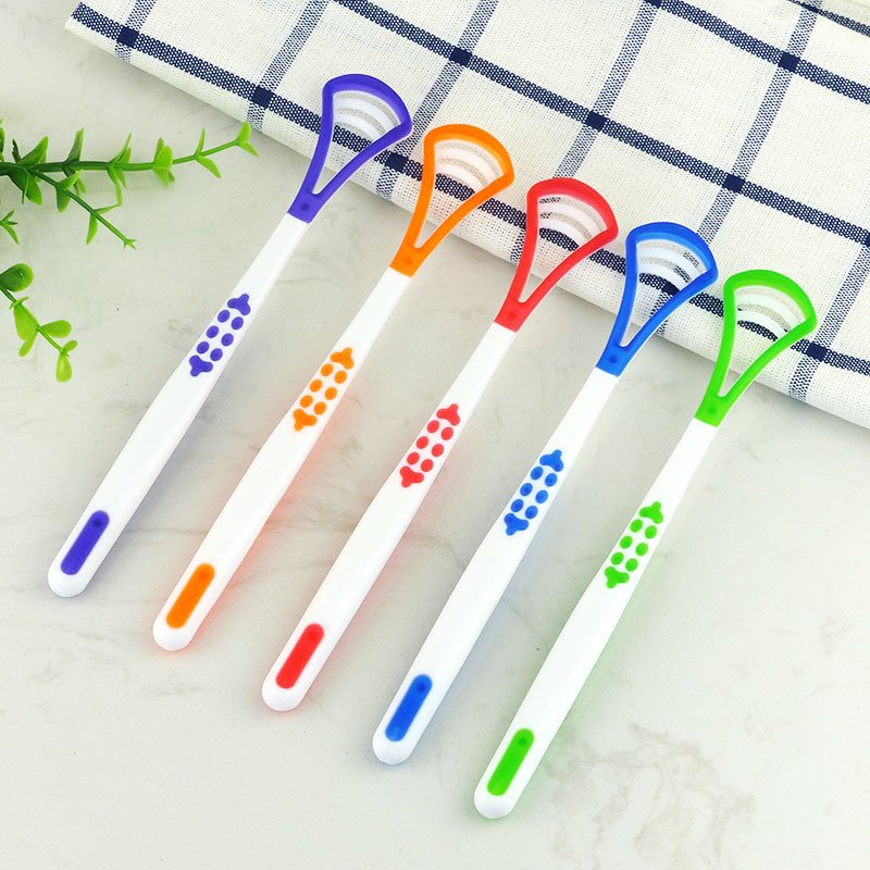 High Quality Bulk Private Label Colorful Silicone Plastic Tongue Scraper Cleaners For Eliminate Bad breath