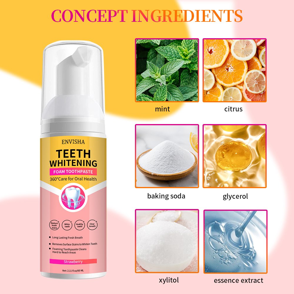 OEM ODM Daily Oral Care Tooth Stain Removal Foam Teeth Colour Correcting Whitening Mousse Toothpaste