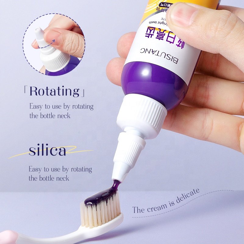 Wholesale Purple Toothpaste Removes Yellow Teeth Stains Odors Brightens Whitens Gums Freshens Breath Fluoride-Free Toothpaste