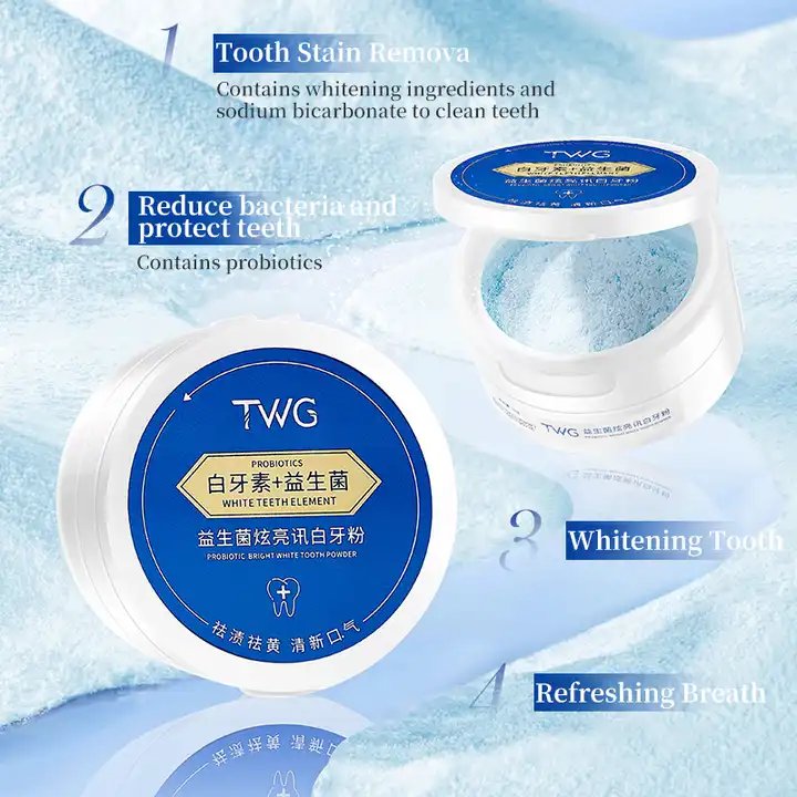 Wholesale RTS TWG Teeth Whitening Powder Mint Extract Breath Fresheners Oral Cleansing Whitening Teeth Powder