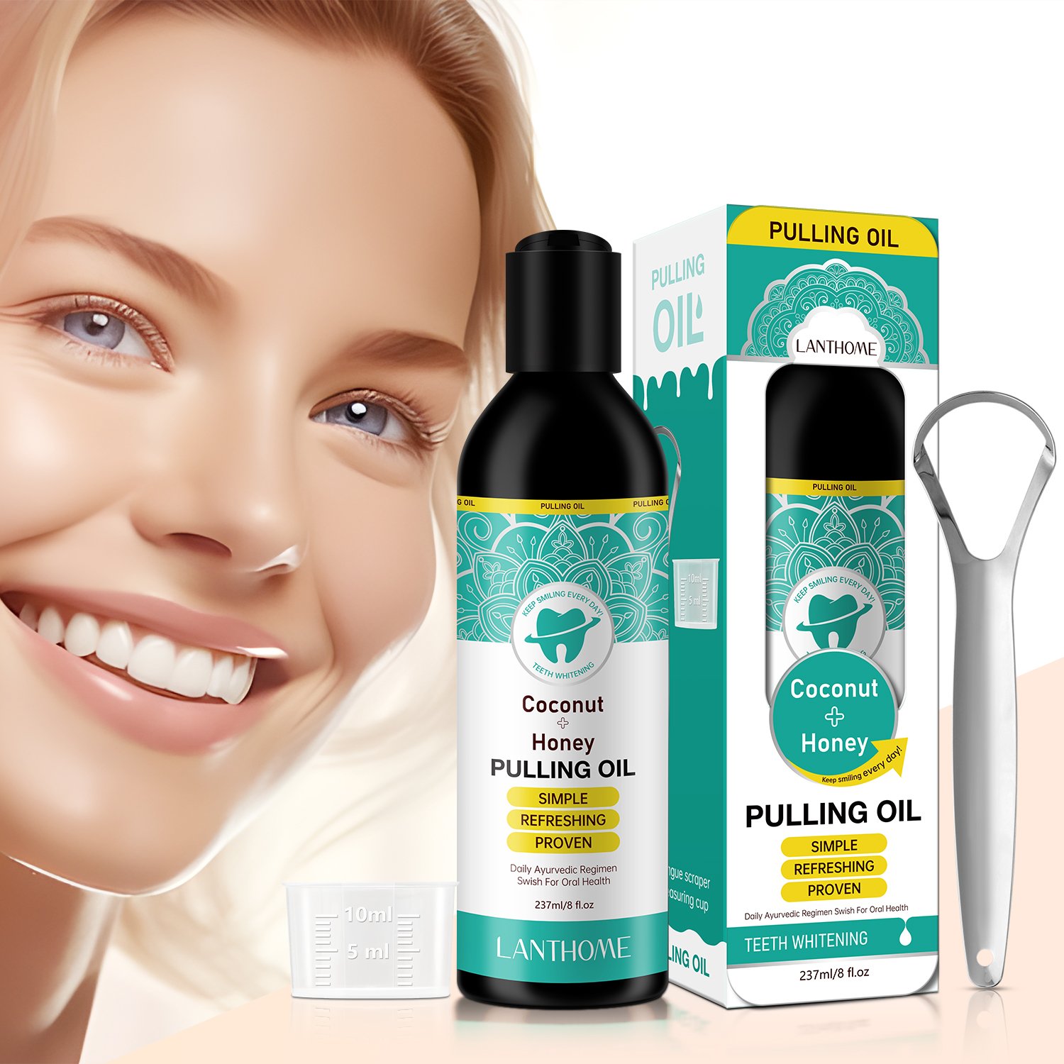 OEM Mouth Wash Oral Care Pulling Oil With Coconut Oil And Peppermint Oil For Oral Health Teeth Whitening Organic Mouthwash