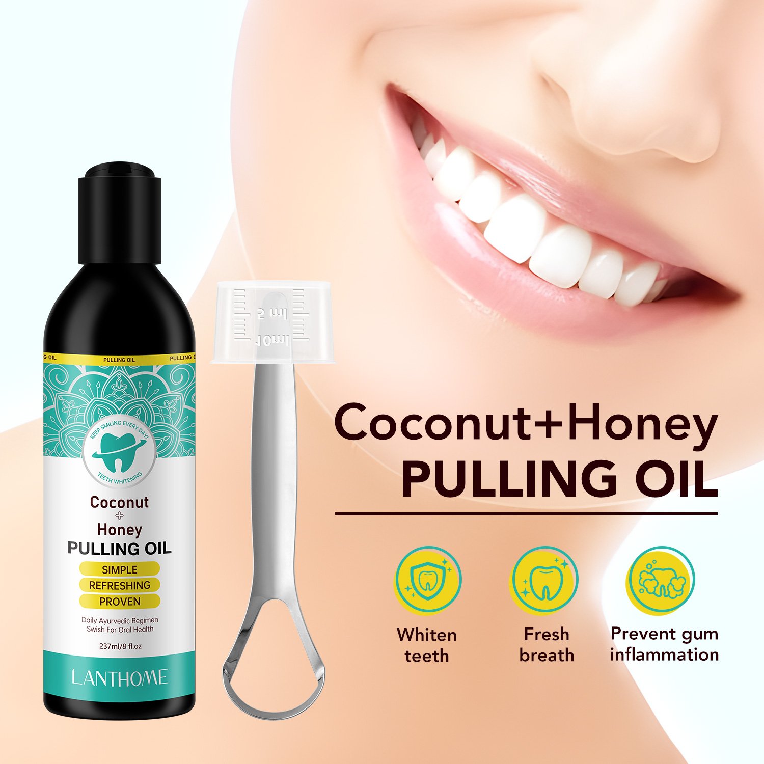 OEM Mouth Wash Oral Care Pulling Oil With Coconut Oil And Peppermint Oil For Oral Health Teeth Whitening Organic Mouthwash