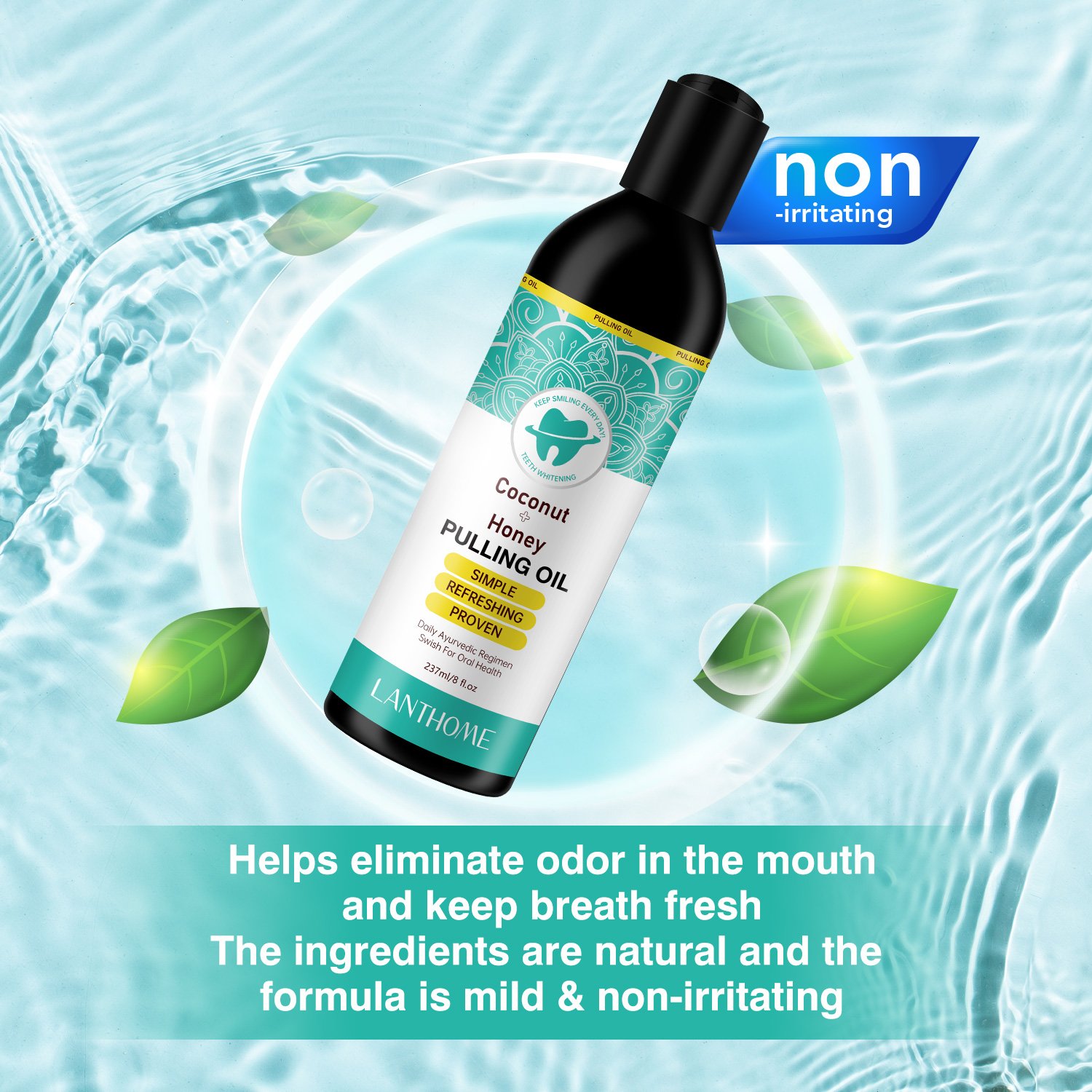 OEM Mouth Wash Oral Care Pulling Oil With Coconut Oil And Peppermint Oil For Oral Health Teeth Whitening Organic Mouthwash
