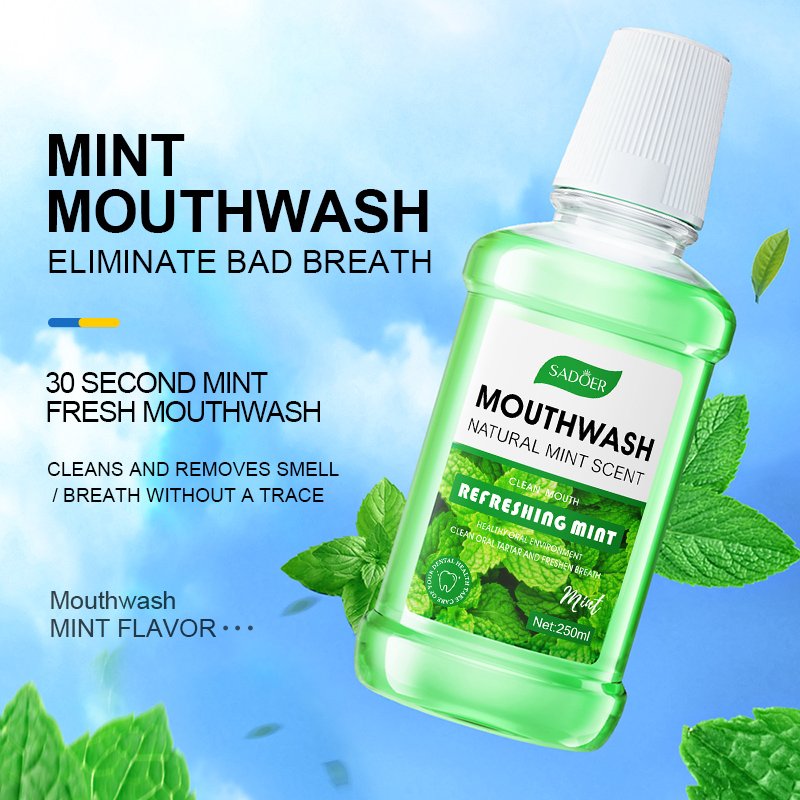 Private Label SADOER People Oral Health 250ml Bottled Deep Clean Freshens Breath Liquid Natural Mouth Wash Bottles