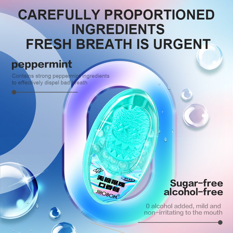 Breath Freshening Capsules popping bead candy menthol mint fruit flavor capsule chewing gum