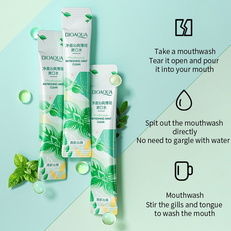 10ml*20 pcs BIOAQUA travel Portable strong Cool Mint mouth wash lemon cherry extract Breath liquid mouthwash