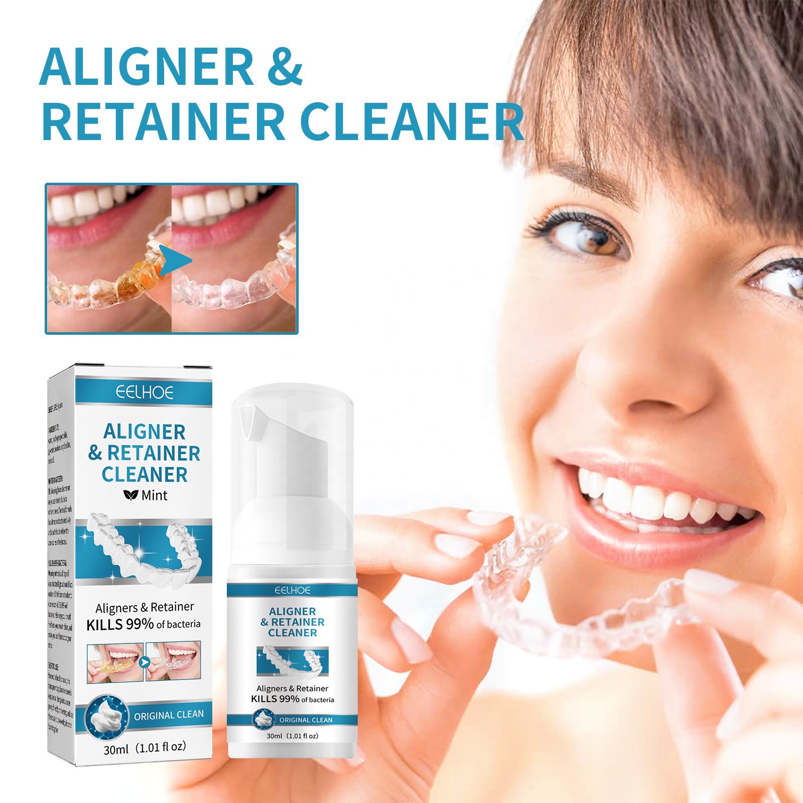 Anti Bacteria Stain Removal Original Clean Aligner Retainer Cleaner Breath Freshener Teeth Aligner Foam