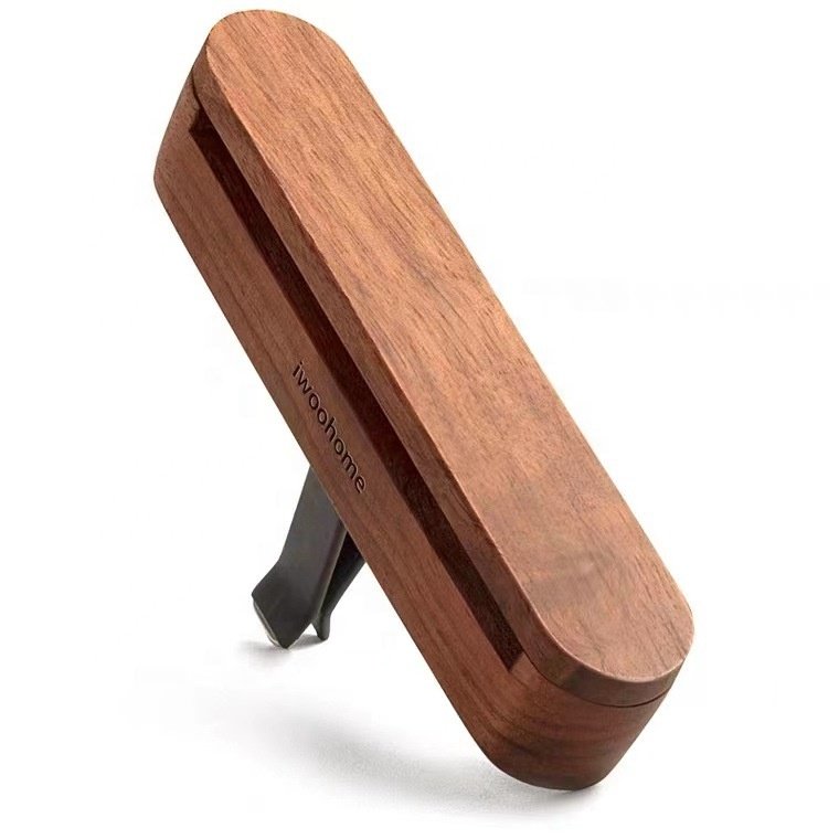 Free Custom LOGO Car Aroma Diffuser Natural Wood Car Vent Air freshener Luxury New Design Auto Scent Aromatherapy