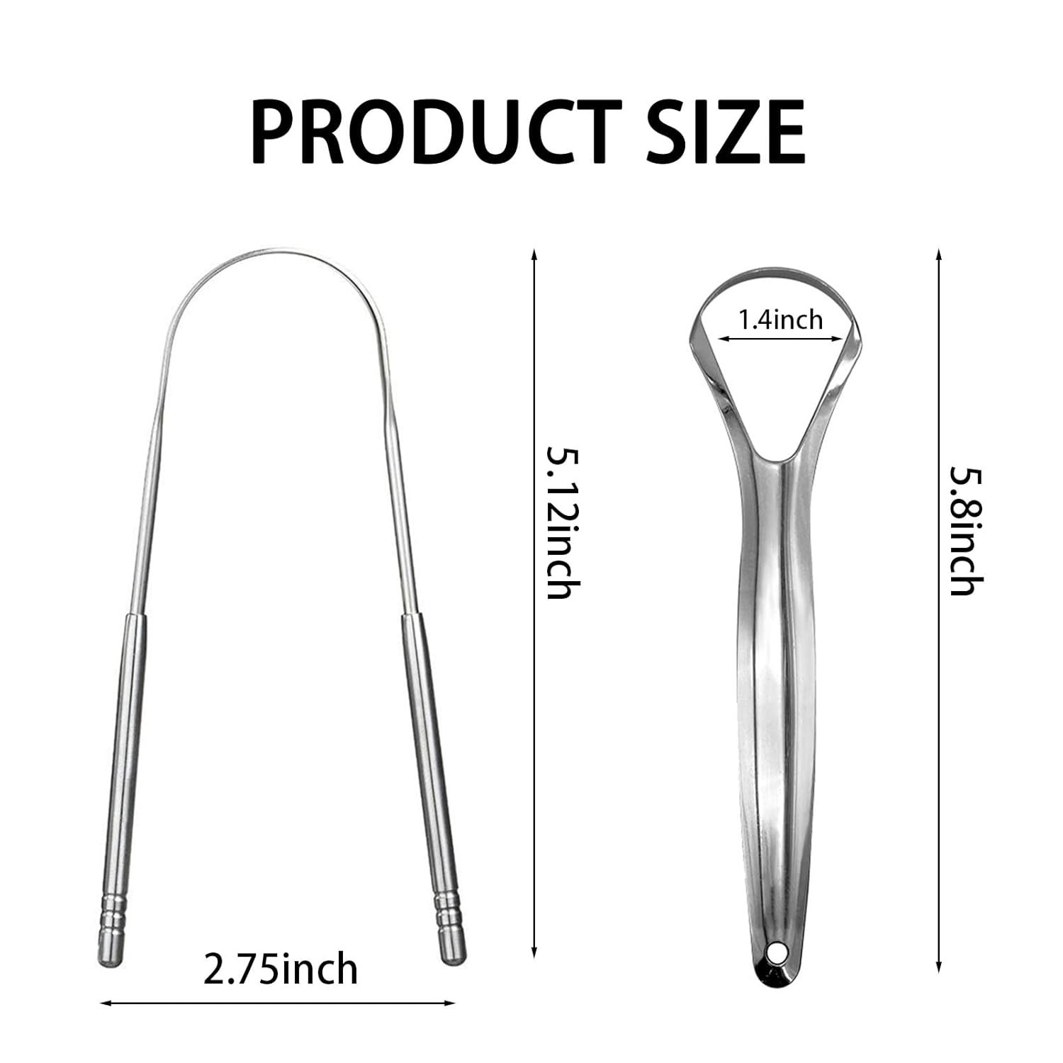 Stainless Steel Tongue Scraper With Case Mouth Cleaner To Remove Bad Breath Conveniently Packaged In Box