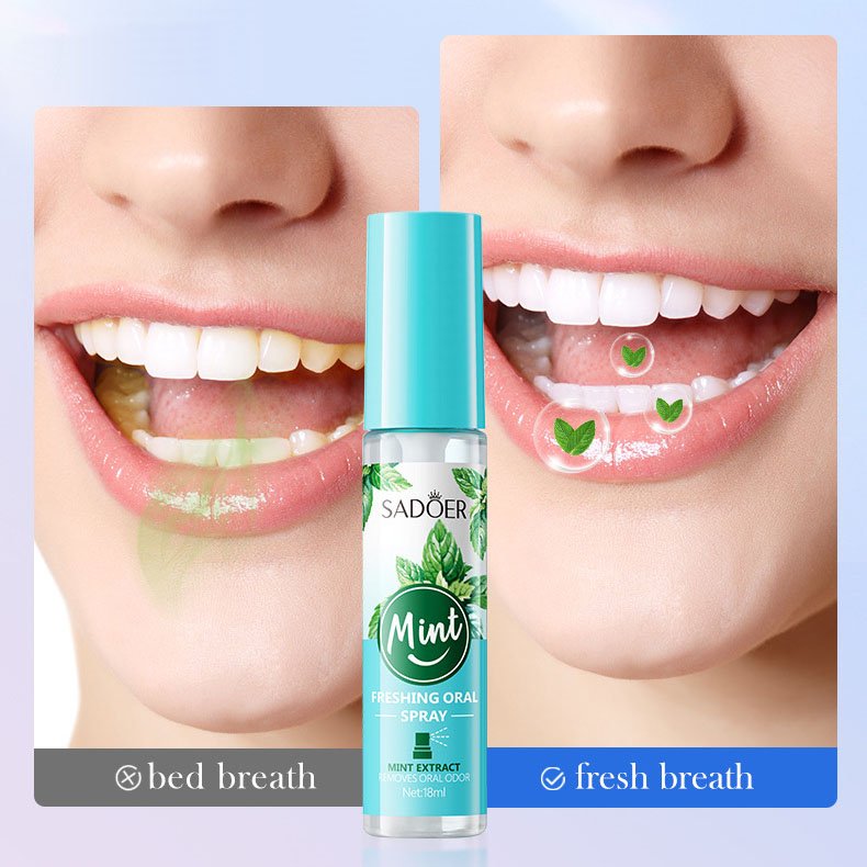 Portable 18ml Oral Care Breath Spray Freshener Mint Lemon & Strawberry Mouth Spray for Freshening Breath Eliminating Bad Breath