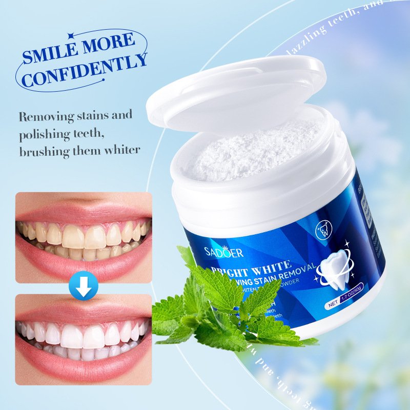 Wholesale SADOER Whitening Teeth Remove Yellow Stains Oral Care Organic Herbal Brighten Teeth Powder