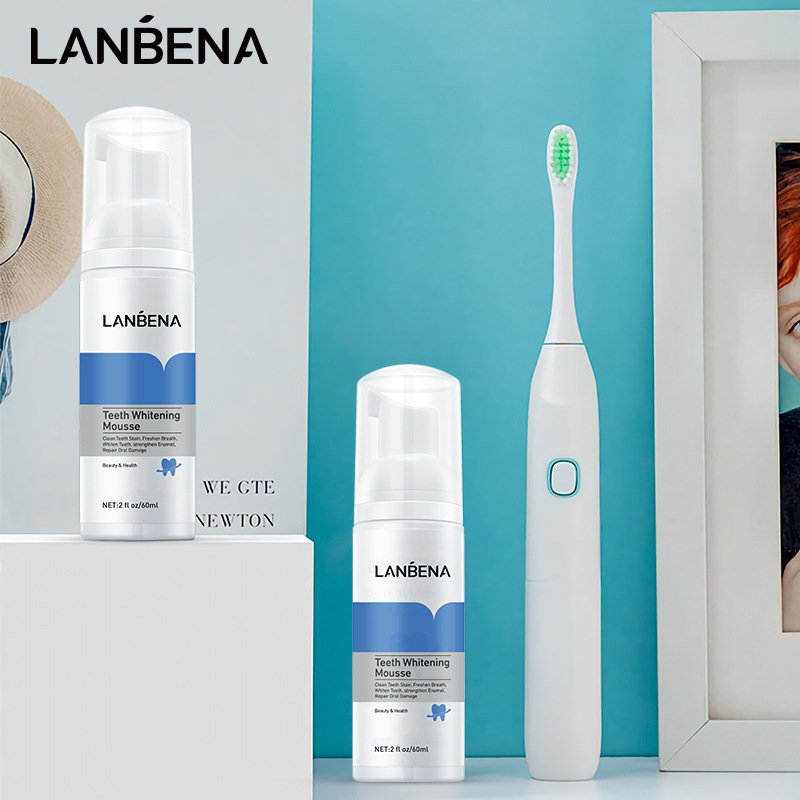 LANBENA Teeth Whitening Mousse Moutj Washing & Tooth Brushing Breath Freshening Tooth Stain Cleaning Mousse