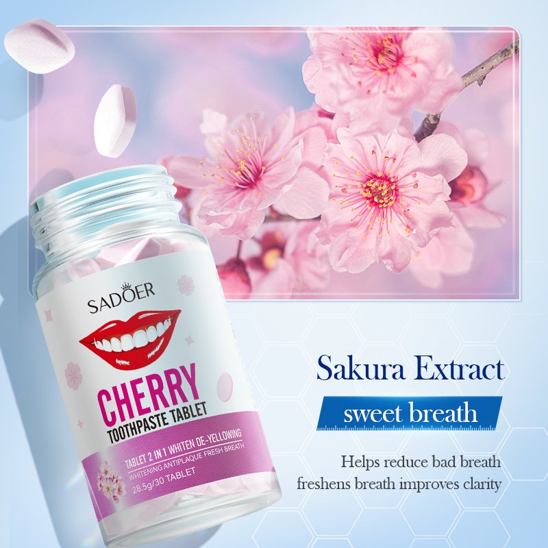 OEM SADOER Private Label Probiotics Mint Peach Grape Plant Extract Vitamin C Teeth Whitening Freshens Breath Solid Toothpaste