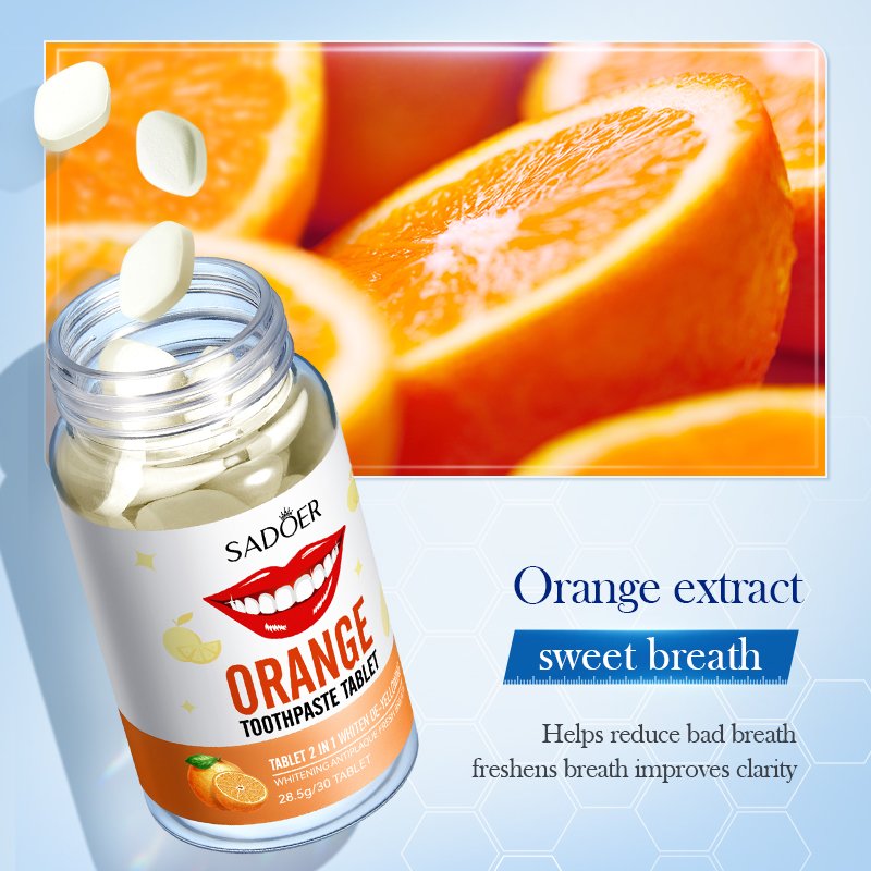 OEM SADOER Private Label Probiotics Mint Peach Grape Plant Extract Vitamin C Teeth Whitening Freshens Breath Solid Toothpaste