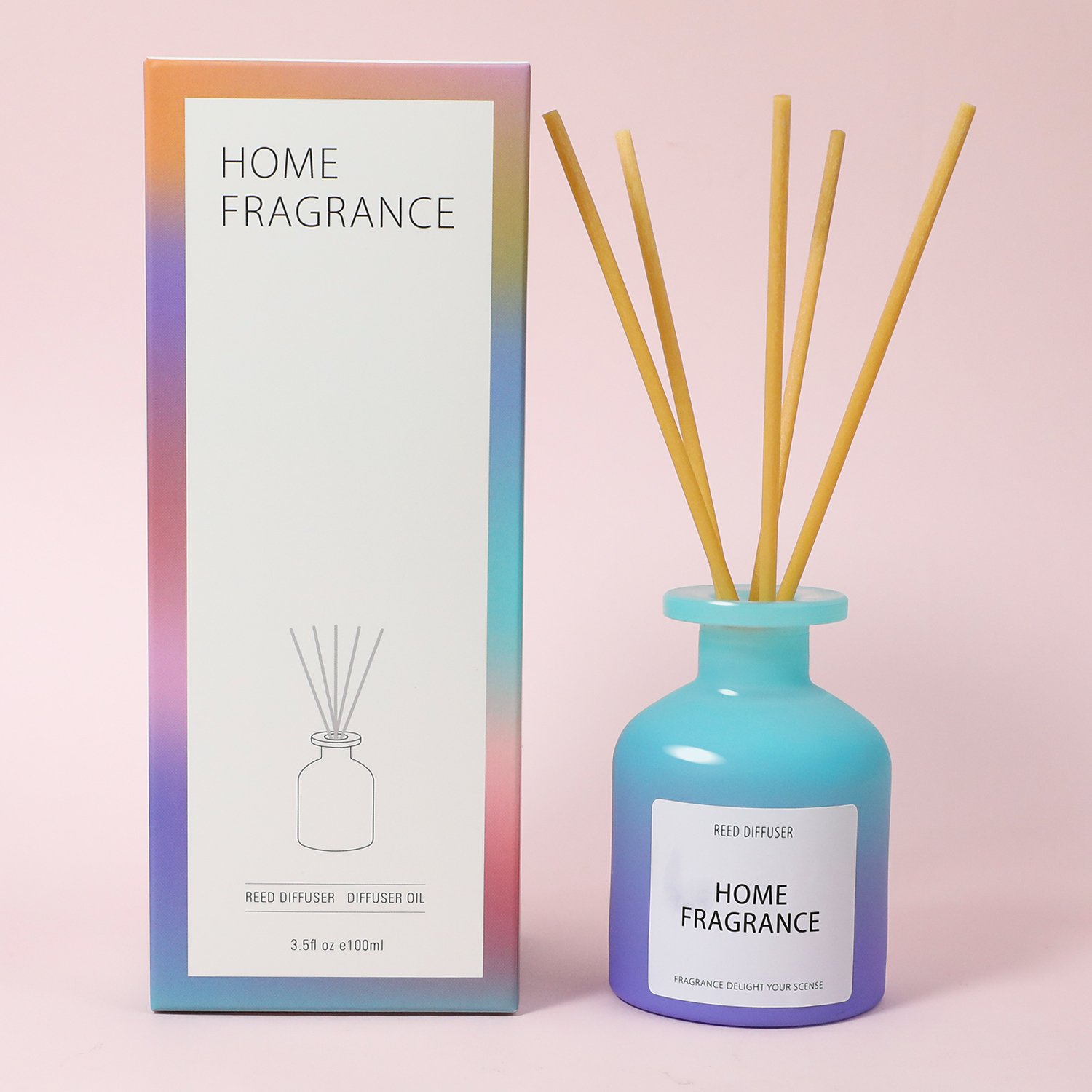 Wholesale Colorful Glass Bottles Long Lasting Room Home Perfume Fragrance 100ml Reed Diffuser Gift Set