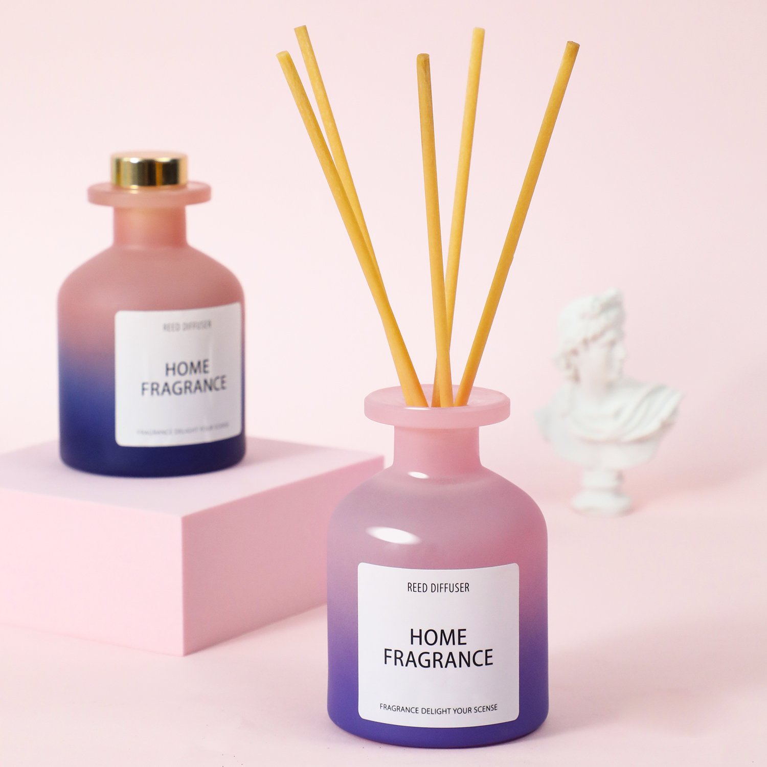 Wholesale Colorful Glass Bottles Long Lasting Room Home Perfume Fragrance 100ml Reed Diffuser Gift Set