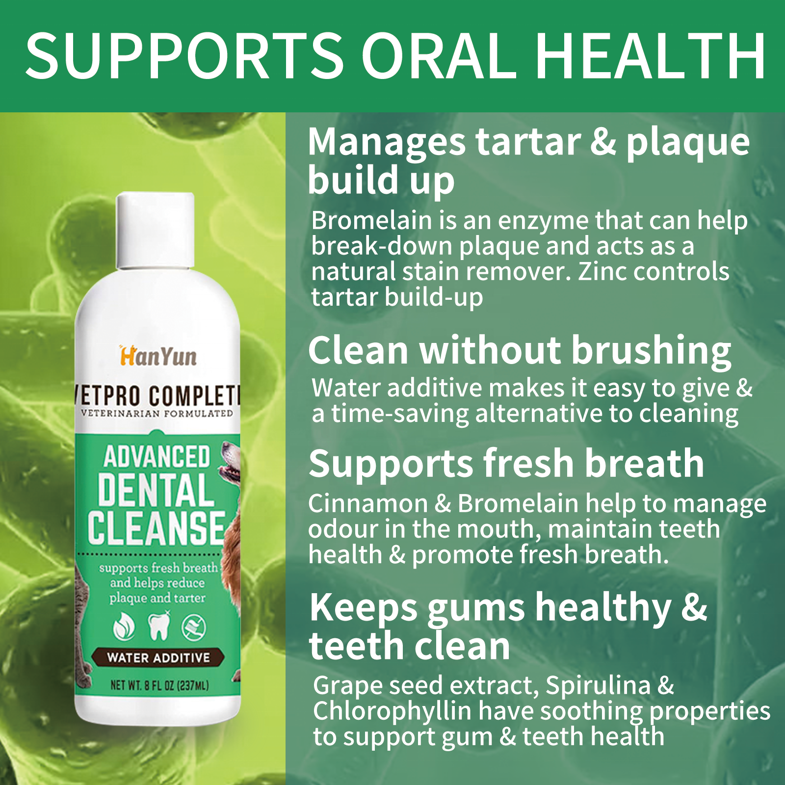 OEM/ODM Oral Dental Water Additive For Dog&Cat to Keep Teeth&Gums Healthy, Freshens Breath, Fight Pet Plaque & Tartar, Fuss-Free