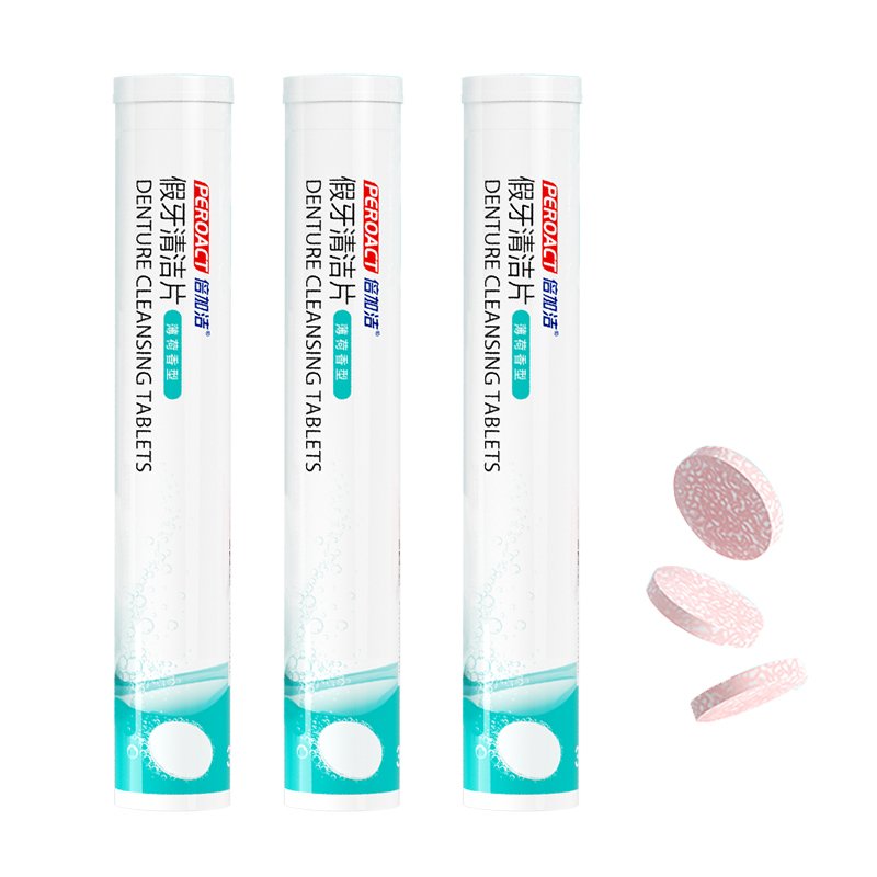 Denture Cleaning Tablets 30pcs whitening Denture Cleansing Tablets Sedex Approved OEM Active Mint Flavor