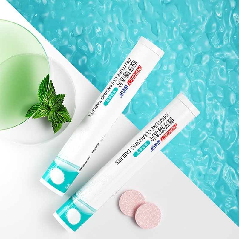 Denture Cleaning Tablets 30pcs whitening Denture Cleansing Tablets Sedex Approved OEM Active Mint Flavor