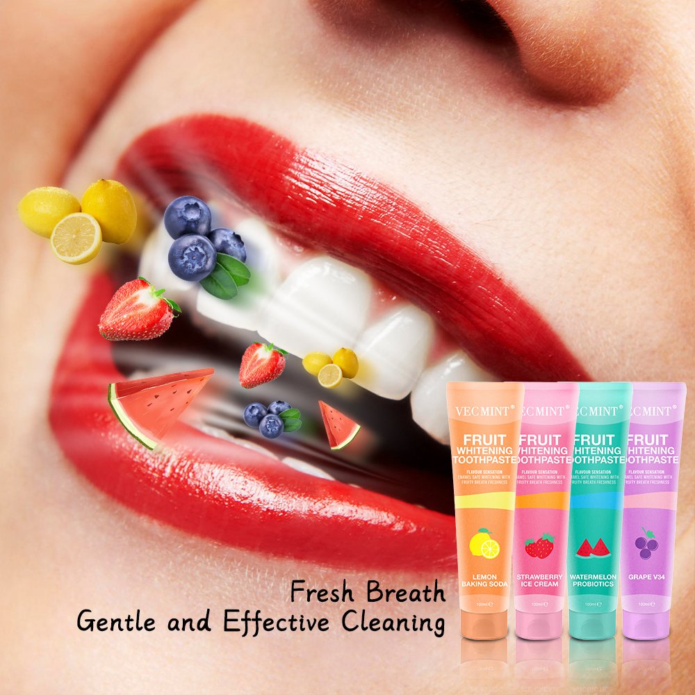 Factory Developed Fruit Flavor Fresh Breath Teeth Whitening Brand Custom Toothpaste