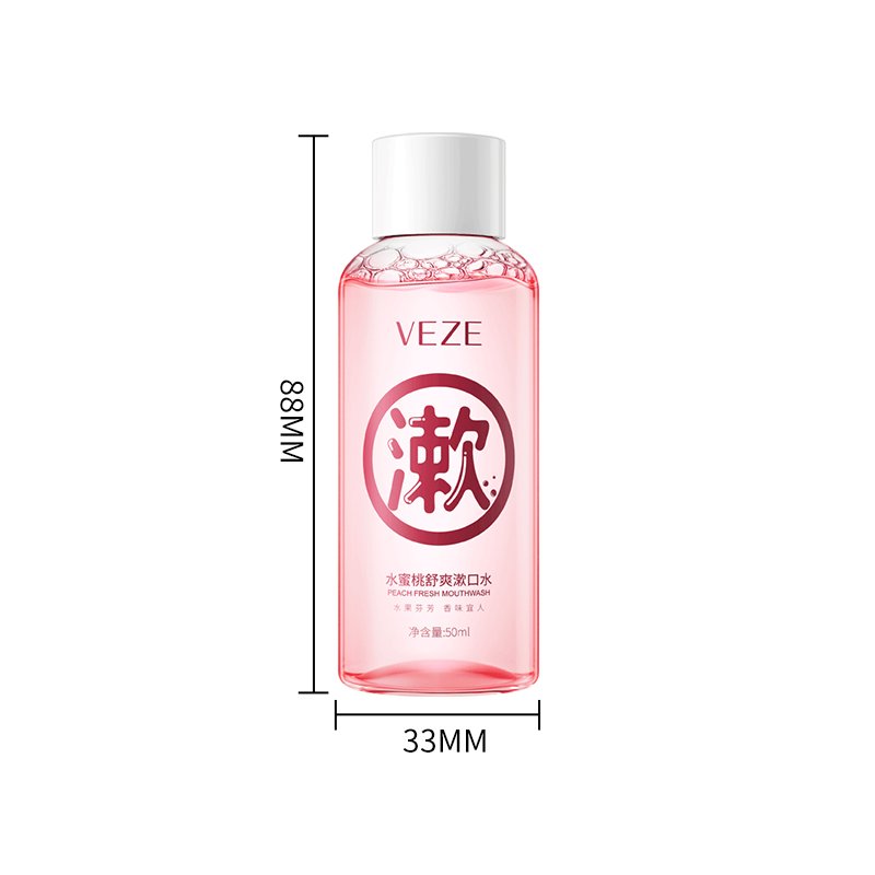 VEZE Wholesale Mouth Wash Private Label Peach Mouthwash Oral Care Cleaning Teeth Whitening Freshens Breath Liquid Mouthwash