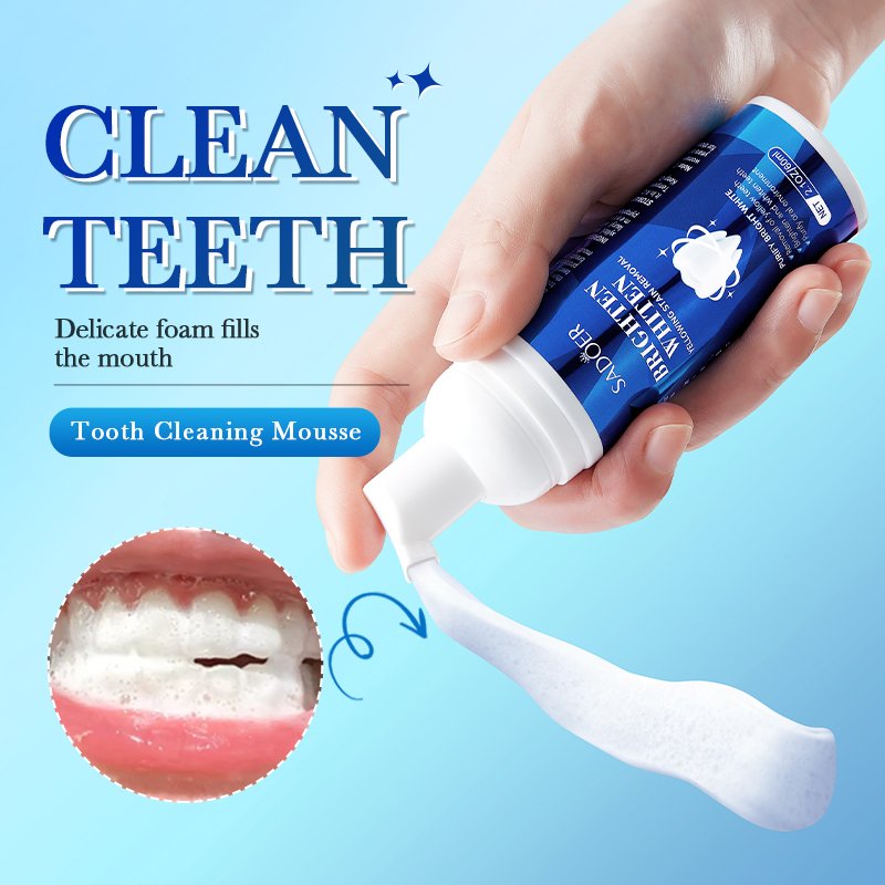 SADOER Private Label 60ml Foam Toothpaste Mint Flavor Tooth Mousse Teeth Whitening cleaning Foam For Daily Dental Care