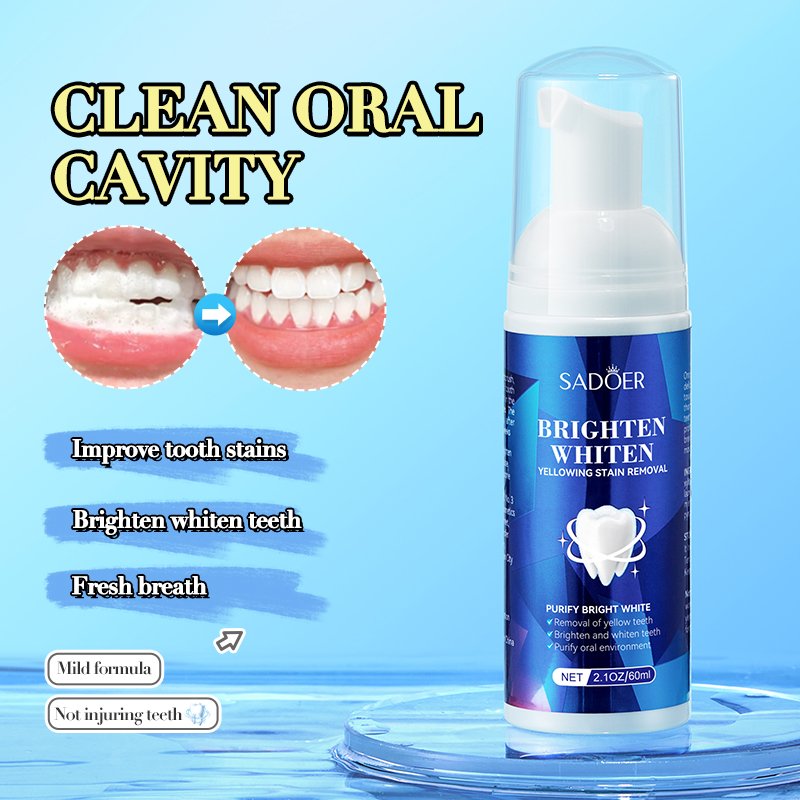 SADOER Private Label 60ml Foam Toothpaste Mint Flavor Tooth Mousse Teeth Whitening cleaning Foam For Daily Dental Care