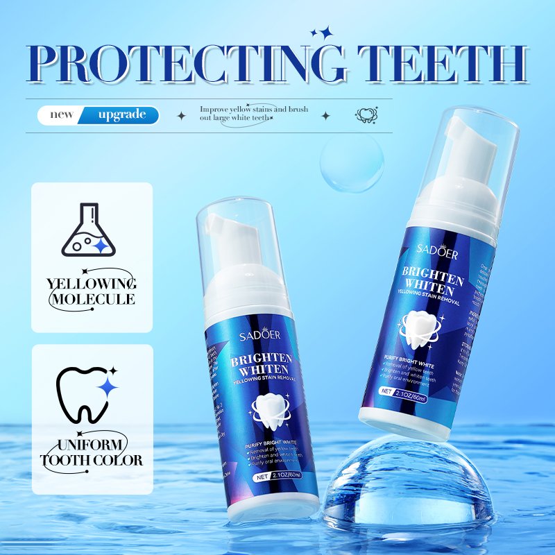 SADOER Private Label 60ml Foam Toothpaste Mint Flavor Tooth Mousse Teeth Whitening cleaning Foam For Daily Dental Care