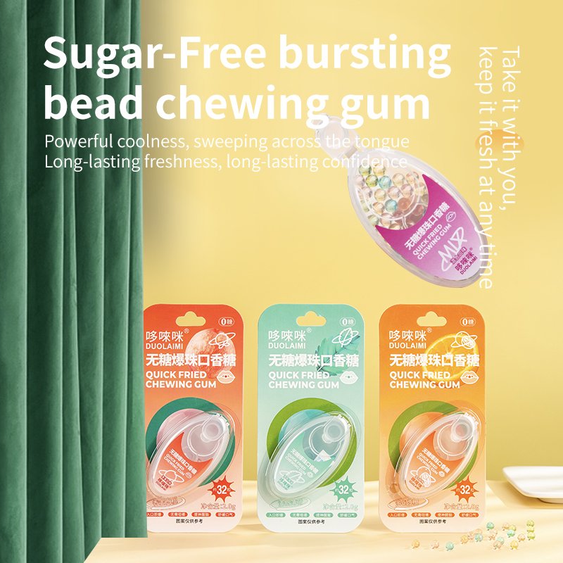Popping Beads Chewing Gum Mint Fruit Flavored Breath Freshener mint capsules fresh sugar free candy oral care mouth breath fresh