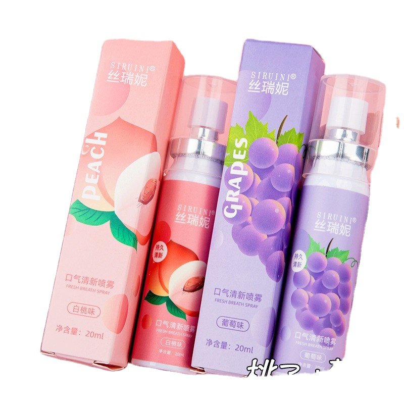 Fruit flavored mouth freshener portable disposable spray spray to freshen breath and odor air freshener spray