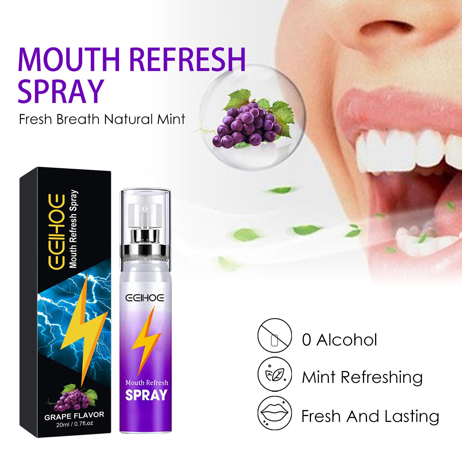 Clean bad breath, freshen your breath, clean your breath and leave a fragrant portable fresh mouth spray.
