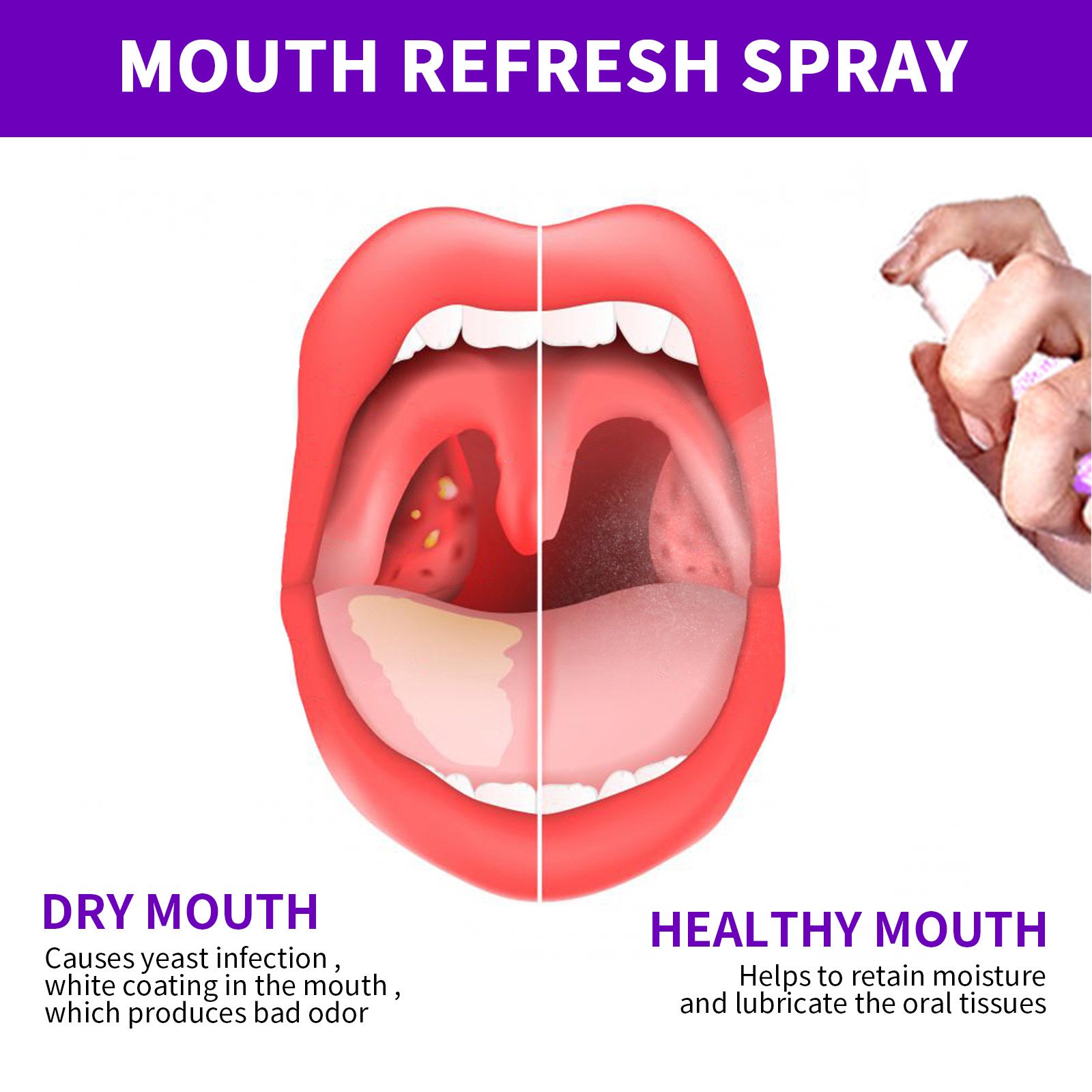 Clean bad breath, freshen your breath, clean your breath and leave a fragrant portable fresh mouth spray.