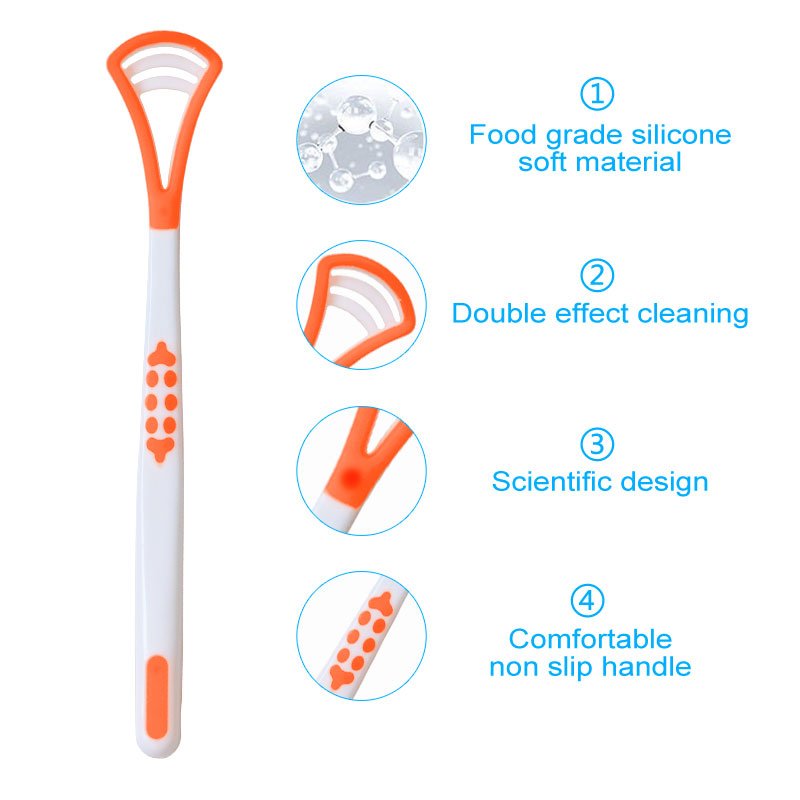 Colorful Silicone Tongue Cleaning Plastic Tongue Scraper Oral Care For Fresher Breath