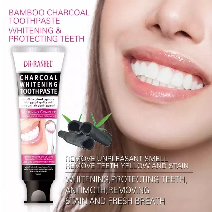 DR.RASHEL charcoal remove stains freshen breath brighten teeth whitening toothpaste