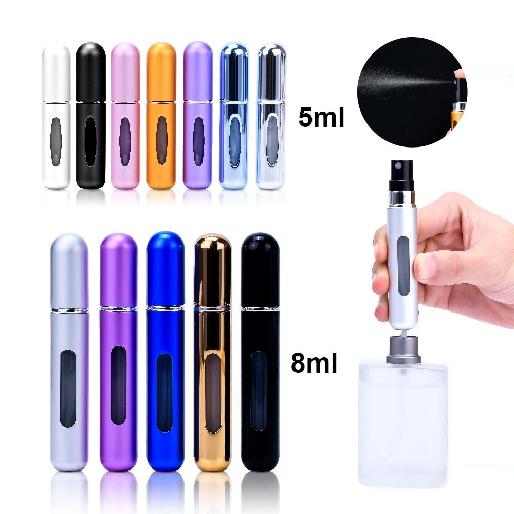 Colorful Empty 5ml 8ml Mini Perfume Atomizer Refillable Travel Sized round metal Perfume Atomizer Spray Bottle