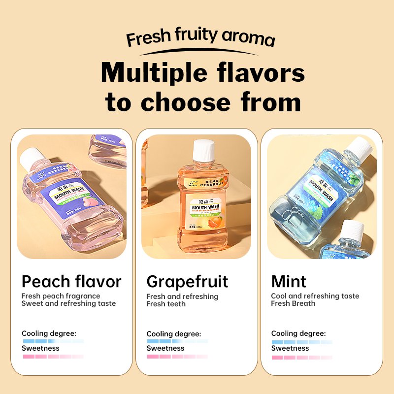 Mouthwash Refreshing Oral 250ML Home Use Mouthwash Fruit Flavor Hotel Travel Mouth Wash Fresh Breath Oral Dental Clean Wholesale