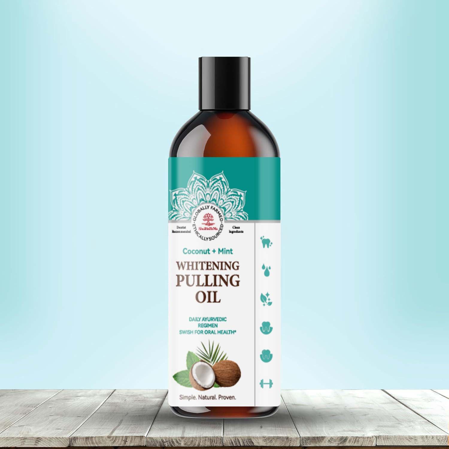 Whitening Pulling Oil with Coconut Oil & Peppermint Essential Oil Oral Health Natural Teeth Whitening Mouthwash