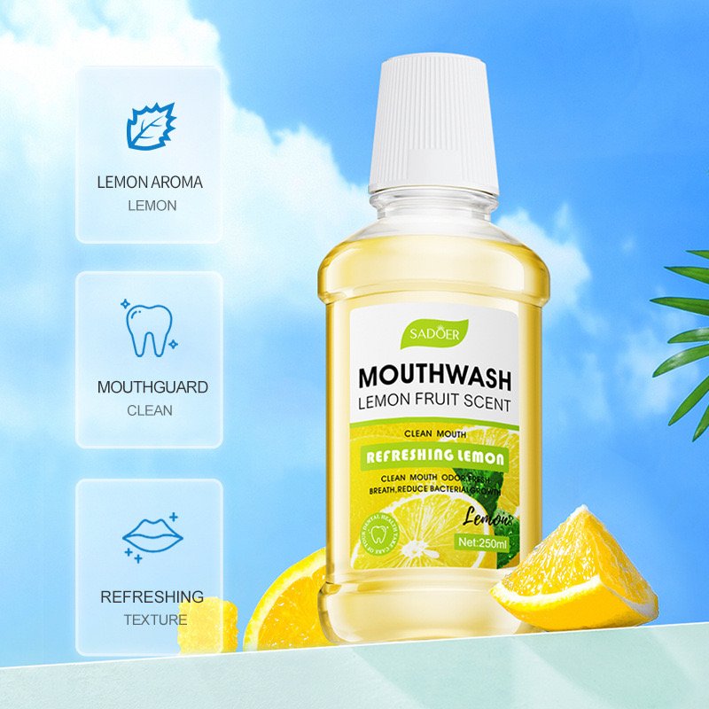 SADOER Lemon Peach Herbal Mouthwash Freshening Breath Whitening Teeth Liquid Oral Care Usage Mouth