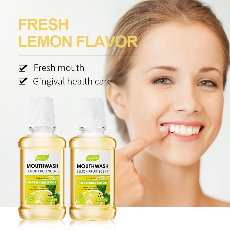 SADOER Lemon Peach Herbal Mouthwash Freshening Breath Whitening Teeth Liquid Oral Care Usage Mouth
