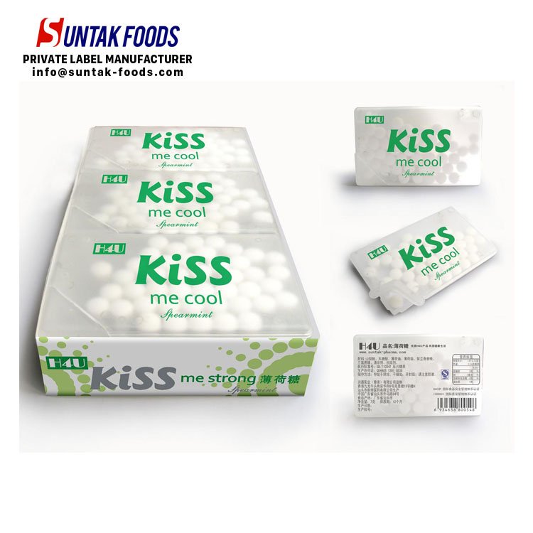 SUNTAK Manufacturer Long Lasting Refreshing Mint Flavor Drops Mini Xylitol Candy Freshens Breath Mints with Custom LOGO