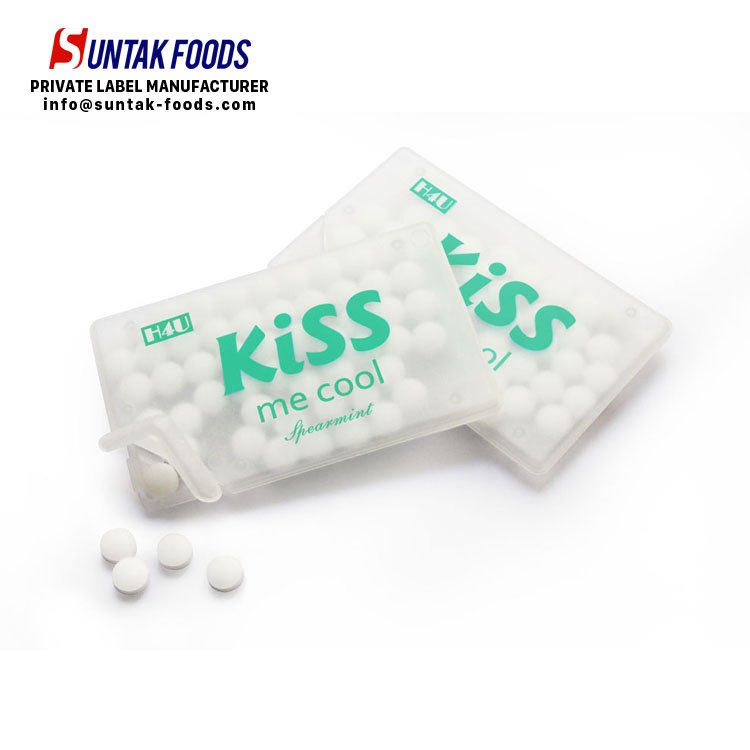 SUNTAK Manufacturer Long Lasting Refreshing Mint Flavor Drops Mini Xylitol Candy Freshens Breath Mints with Custom LOGO