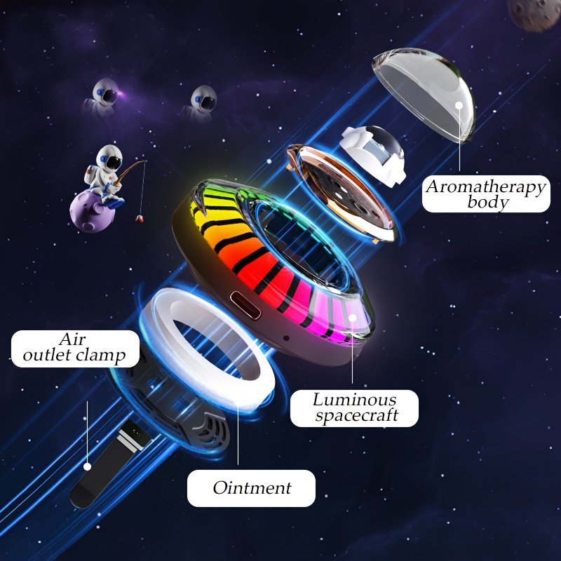 Astronaut Car Air Outlet Aromatherapy Creative RGB Space Cabin Interior Decoration Car Perfume Atmosphere Breathing Light