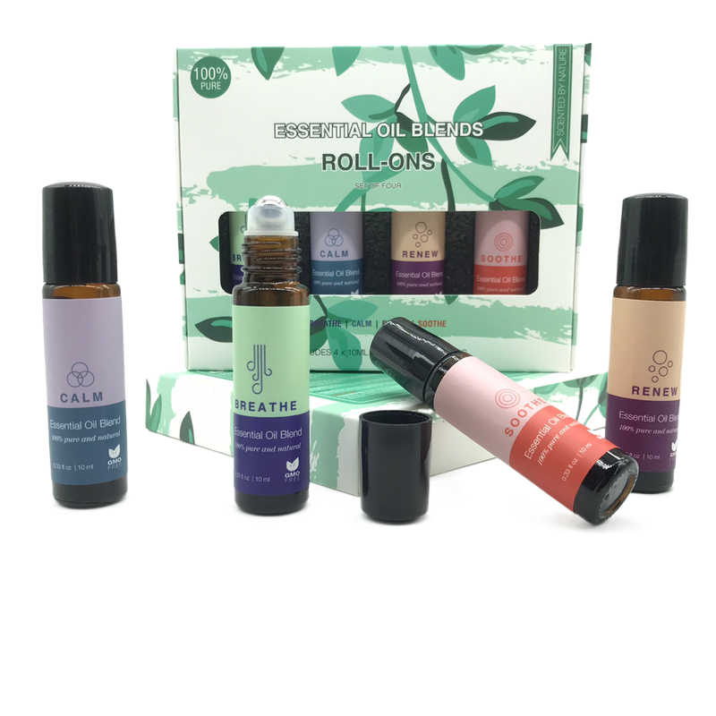 Wholesale 10ml Blend Essential Oil Set Roll On Bottle for Lady bag Spiritual Relax Calm Breathe Renew Soothe Roller ball Bottle