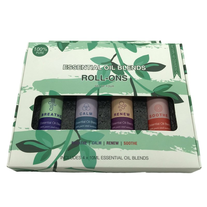 Wholesale 10ml Blend Essential Oil Set Roll On Bottle for Lady bag Spiritual Relax Calm Breathe Renew Soothe Roller ball Bottle