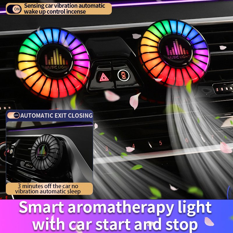 Car air outlet aromatherapy atmosphere light LED Bluetooth smart pickup rhythm light APP control wireless breathing light