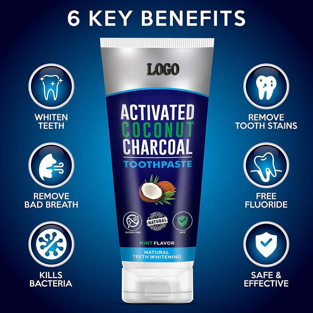 Breath freshener activated charcoal coconut black diamond charcoal teeth whitening travel size toothpaste