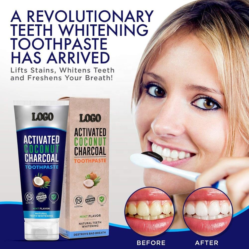 Breath freshener activated charcoal coconut black diamond charcoal teeth whitening travel size toothpaste
