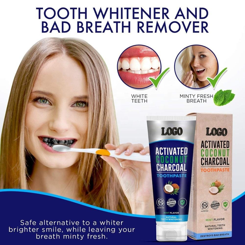 Breath freshener activated charcoal coconut black diamond charcoal teeth whitening travel size toothpaste