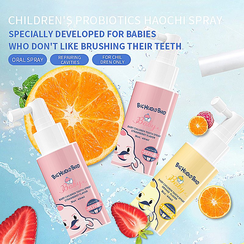 breath freshener strawberry orange flavor anti cavity oral care fresh natural clean taste for baby children tooth spray