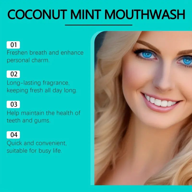 JASMINE Alcohol-Free 100ml Moutwash Coconut Mint Lemon Strawberry Flavors Fresh Breath Liquid Activated Charcoal Cool Mint Free